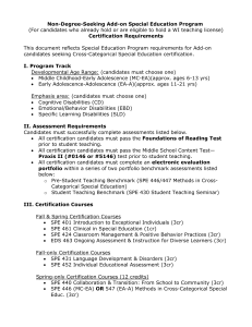 Non-Degree-Seeking Add-on Special Education Program Certification Requirements