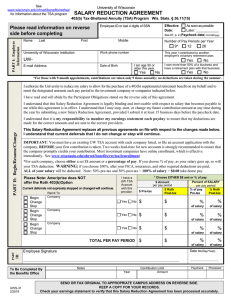 SALARY REDUCTION AGREEMENT Please read information on reverse side before completing