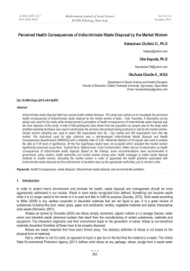 Perceived Health Consequences of Indiscriminate Waste Disposal by the Market... Kalesanwo Olufemi O., Ph.D Oke Kayode, Ph.D Okufuwa Olusile A., M.Ed