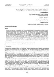 An Investigation of the Causes of Maternal Mortality in Zimbabwe