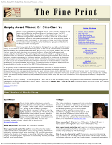 Murphy  Award  Winner:  Dr.  Chia -Chen... Inside this issue
