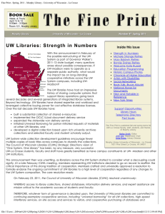 UW Libraries:  Strength  in  Numbers Inside this issue
