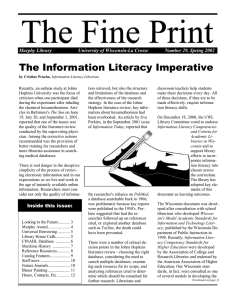 University of Wisconsin-La Crosse Murphy Library Number 29, Spring 2002