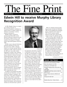 The Fine Print Edwin Hill to receive Murphy Library Recognition Award