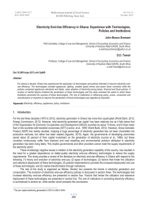 Electricity End-Use Efficiency in Ghana: Experience with Technologies, Policies and Institutions