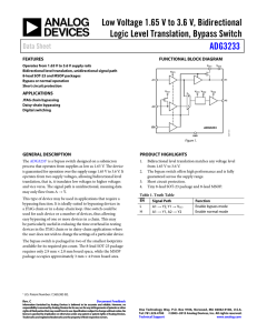 Low Voltage 1.65 V to 3.6 V, Bidirectional ADG3233 Data Sheet