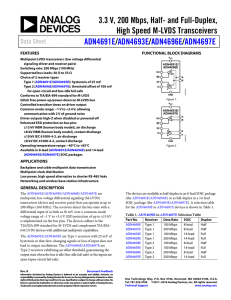 3.3 V, 200 Mbps, Half- and Full-Duplex, High Speed M-LVDS Transceivers /