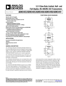 ADM3483/ADM3485/ADM3488/ADM3490/ADM3491 3.3 V Slew Rate Limited, Half- and Full-Duplex, RS-485/RS-422 Transceivers Data Sheet