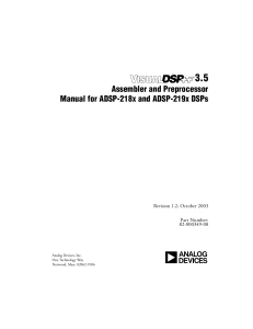 3.5 W Assembler and Preprocessor Manual for ADSP-218x and ADSP-219x DSPs