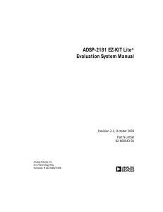 a ADSP-2181 EZ-KIT Lite Evaluation System Manual Revision 2.1, October 2003