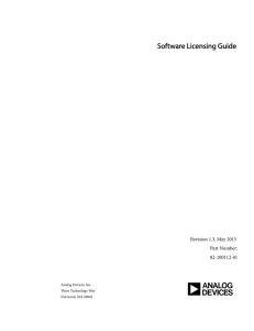 Software Licensing Guide Revision 1.3, May 2015 Part Number: 82-100112-01