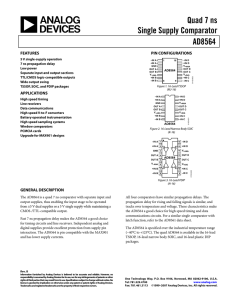 Quad 7 ns Single Supply Comparator AD8564