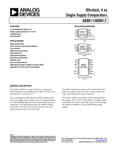 Ultrafast, 4 ns Single-Supply Comparators AD8611/AD8612