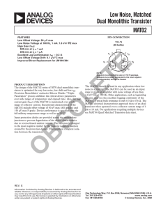 a Low Noise, Matched Dual Monolithic Transistor MAT02