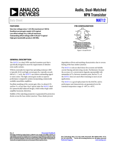 Audio, Dual-Matched NPN Transistor MAT12 Data Sheet