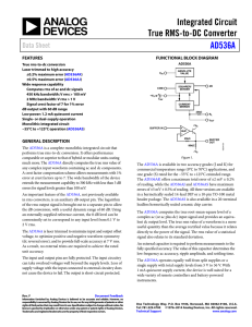 Integrated Circuit True RMS-to-DC Converter AD536A Data Sheet