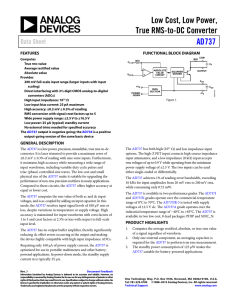 Low Cost, Low Power, True RMS-to-DC Converter AD737 Data Sheet