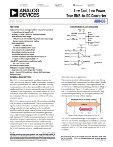 Low Cost, Low Power, True RMS-to-DC Converter AD8436 Data Sheet