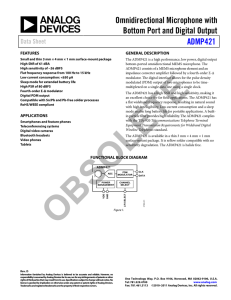 Omnidirectional Microphone with Bottom Port and Digital Output ADMP421 Data Sheet