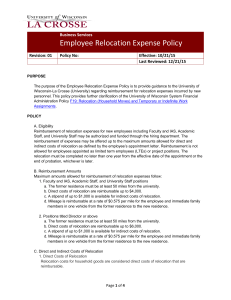 Employee Relocation Expense Policy  Business Services Revision: 01