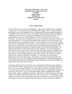 University of Wisconsin – La Crosse Counseling and Testing Center (CTC) 2011-2012