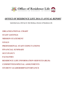 OFFICE OF RESIDENCE LIFE 2014-15 ANNUAL REPORT
