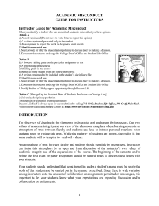 ACADEMIC MISCONDUCT GUIDE FOR INSTRUCTORS  Instructor Guide for Academic Misconduct