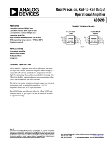 Dual Precision, Rail-to-Rail Output Operational Amplifier AD8698