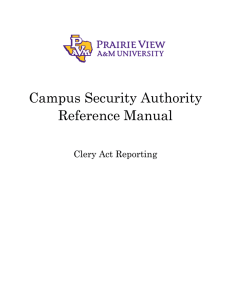 Campus Security Authority Reference Manual  Clery Act Reporting