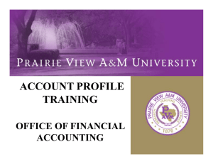 ACCOUNT PROFILE TRAINING OFFICE OF FINANCIAL ACCOUNTING