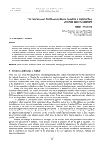 The Experiences of Adult Learning Centre Educators in Implementing Outcomes-Based Assessment