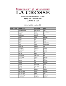 University of Wisconsin-La Crosse Spring 2012 DEAN'S LIST COMPLETE LIST