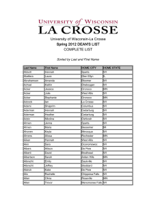 University of Wisconsin-La Crosse Spring 2012 DEAN'S LIST COMPLETE LIST