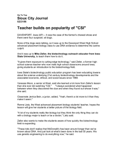 Teacher builds on popularity of &#34;CSI&#34; Sioux City Journal