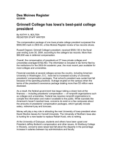 Grinnell College has Iowa's best-paid college president Des Moines Register