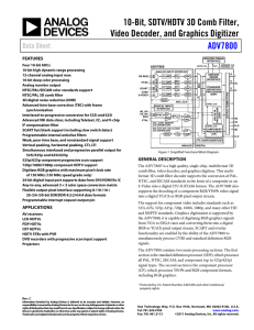 10-Bit, SDTV/HDTV 3D Comb Filter, Video Decoder, and Graphics Digitizer ADV7800 Data Sheet
