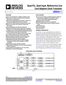 Quad PLL, Quad Input, Multiservice Line Card Adaptive Clock Translator AD9554-1 Data Sheet