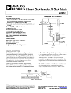 Ethernet Clock Generator, 10 Clock Outputs AD9571  FEATURES
