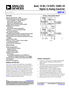 Quad, 16-Bit, 2.8 GSPS, TxDAC+® Digital-to-Analog Converter AD9144 Data Sheet