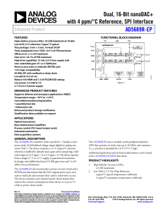 Dual, 16-Bit nanoDAC+ with 4 ppm/°C Reference, SPI Interface AD5689R-EP Enhanced Product