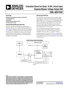 EVAL-AD5754R Evaluation Board for Quad, 16-Bit, Serial Input, Unipolar/Bipolar Voltage Output DAC