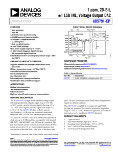 1 ppm, 20-Bit, ±1 LSB INL, Voltage Output DAC AD5791-EP Enhanced Product