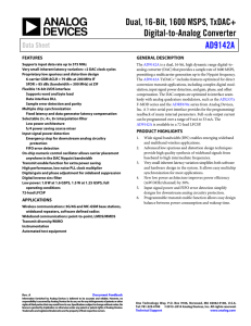 Dual, 16-Bit, 1600 MSPS, TxDAC+ Digital-to-Analog Converter AD9142A Data Sheet