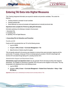 Entering TAI Data into Digital Measures