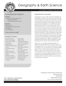 Geography &amp; Earth Science Department Overview Undergraduate Programs COLLEGE OF SCIENCE AND HEALTH