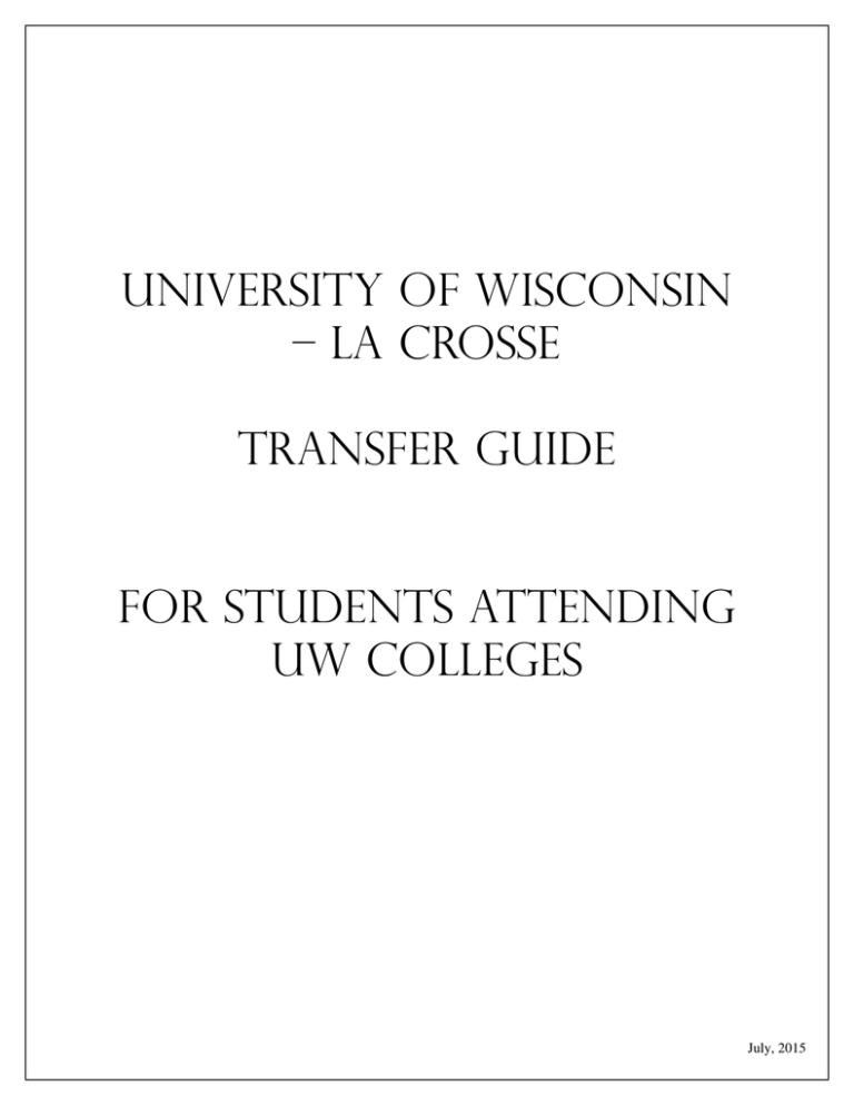University Of Wisconsin La Crosse Transfer Guide