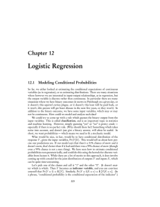 Logistic Regression Chapter 12 12.1 Modeling Conditional Probabilities