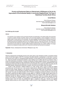 Poverty and Employment Status as Determinants of Willingness to Pay... Improvement of Environmental Quality in Low-Income Neighbourhood: The Case of