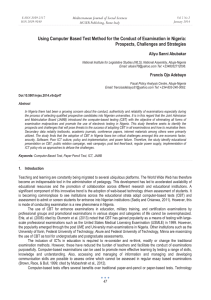 Using Computer Based Test Method for the Conduct of Examination... Prospects, Challenges and Strategies