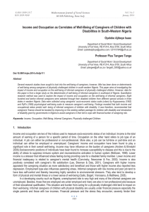 Income and Occupation as Correlates of Well-Being of Caregivers of... Disabilities in South-Western Nigeria